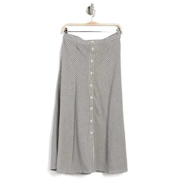 NWT Max Studio Stripe Button Front Cotton Skirt - Picture 2 of 4